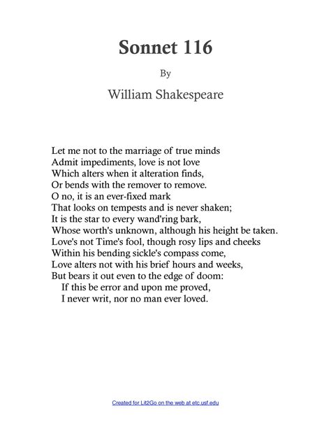 The Sonnets 116 Sonnet 116 1 Sonnet 116 By William Shakespeare Let Me