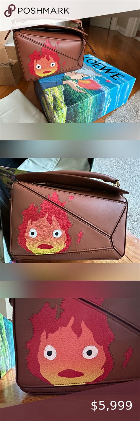 Brand New Loewe Howls Moving Castle Small Puzzle Bag With Calcifer