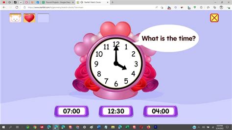 Match Clocks By Starfall Happy Valentines And Hearts Version Youtube