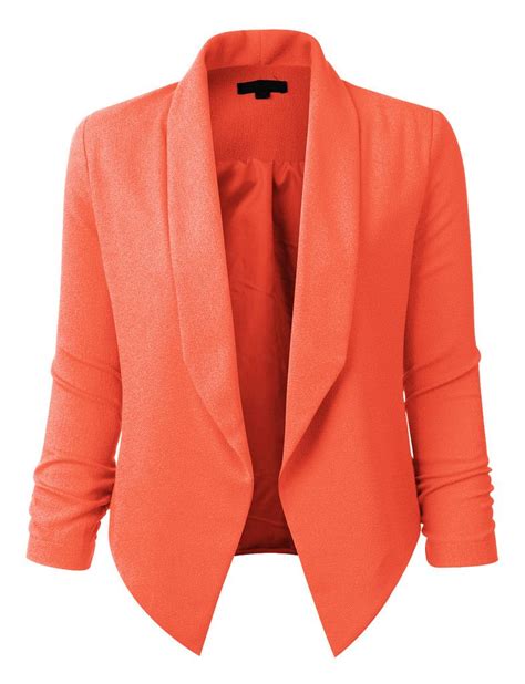 le3no womens textured 3 4 sleeve open blazer jacket women s blazers blazer jacket blazer
