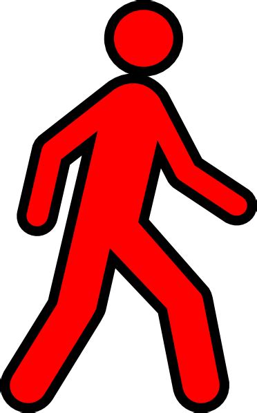 Red Walking Man With Black Outline Clip Art At Vector Clip