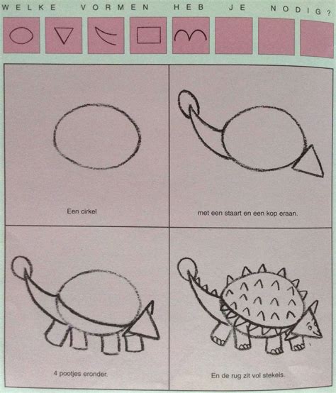 Een dinosaurus tekenen is niet zo moeilijk als je denkt. Dino 3 leren tekenen | Knutselen dinosaurus, Thema, Dinosaurus