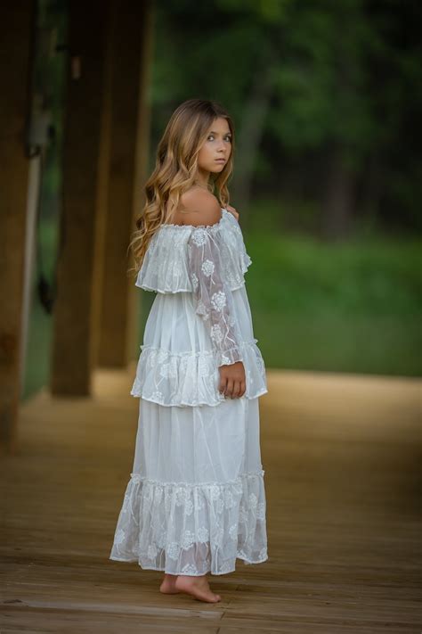 Tween Girl Fall Photo Shoot Dress Vintage Rustic Flower Girl Etsy