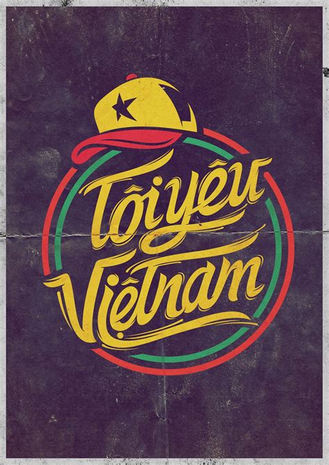Tôi Yêu Việt Nam Vintage Poster Art Vintage Typography