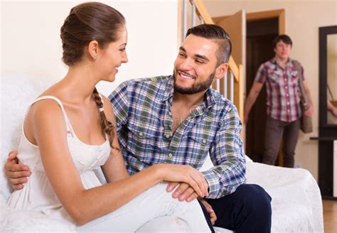 Spouse Coming Home And Saw Unfaithful Woman Stock Image Image Of