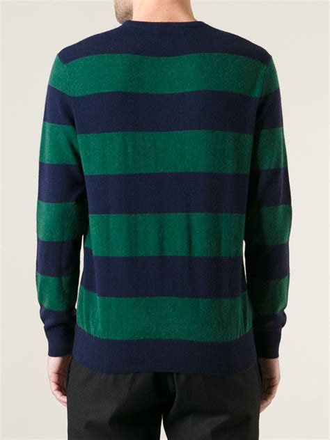 Polo Ralph Lauren Striped Sweater In Blue Green For Men Lyst