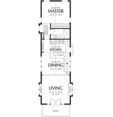 House Plan 2559 00204 Narrow Lot Plan 1 203 Square Feet 2 Bedrooms