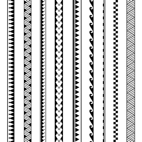 Maori Polynesian Tribal Geometric Seamless Vector Pattern Set 10450442