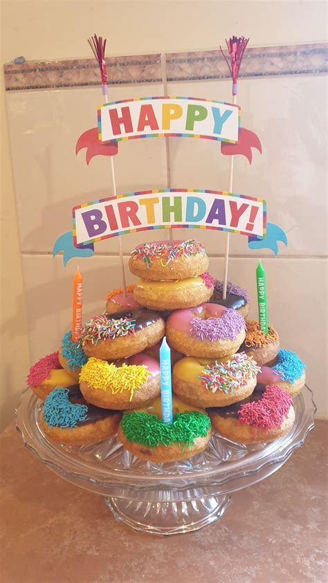 Donut Tower Birthday Cake Pasteles De Donas Donas De Chocolate Mini