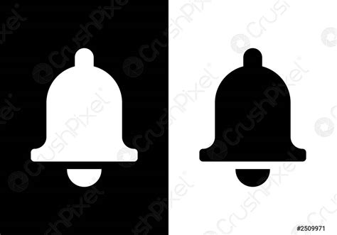 Notification Bell Icon Vector Illustration Flat Style On Black And