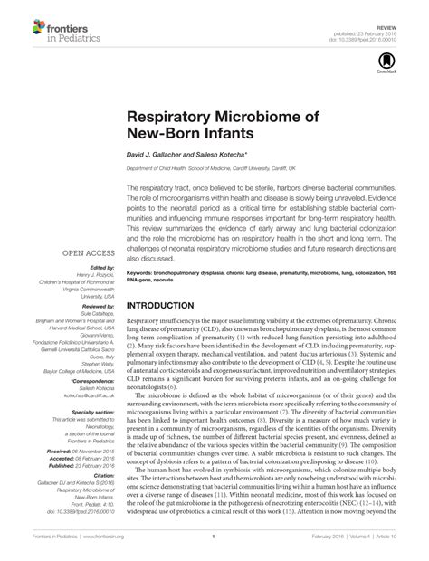 Pdf Respiratory Microbiome Of New Born Infants