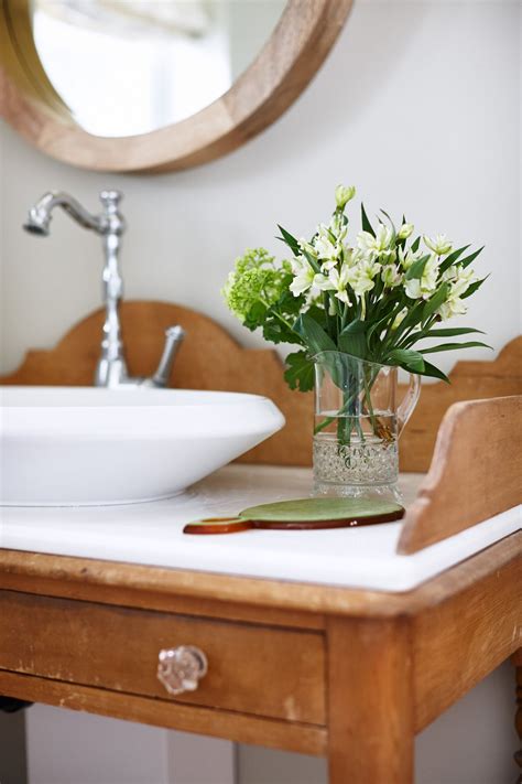 Glenlily Country House Powder Room Repurposed Desk With Sink