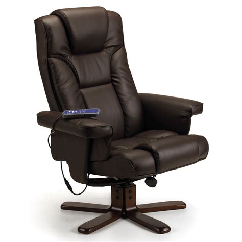 Reclining Chair Malmo Brown Faux Leather Massage Chair And Stool Mal005