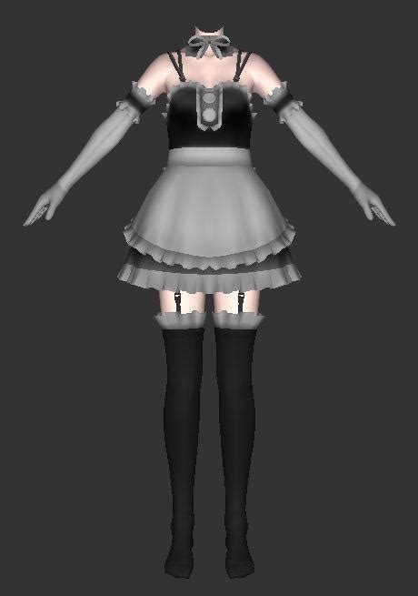 Anime Maid Dress Outfits 3d Model 3ds Maxcollada Files Free Download