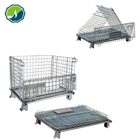 Heavy Duty Stackable Collapsible Steel Folding Warehouse Metal Wire Mesh Pallet Cage China