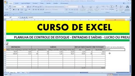 Excel Planilha De Controle De Estoque Entrada E Sa Da De Produtos E Vendas Lucro Preju Zo