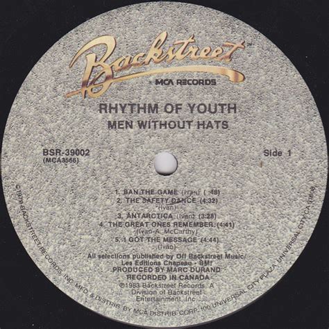 Men Without Hats Rhythm Of Youth Used Vinyl High Fidelity Vinyl