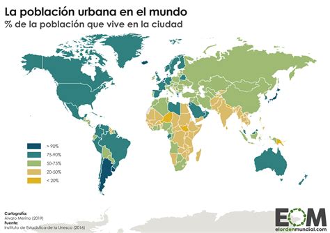 La población urbana en el mundo Mapas de El Orden Mundial EOM