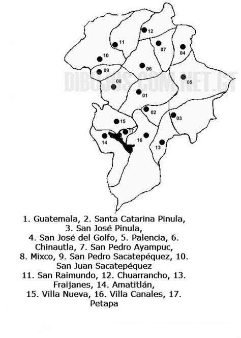 Colorear Mapa Del Departamento De Guatemala Lamina Del Departamento De
