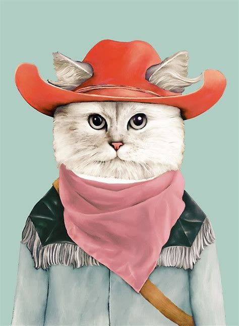 Cat Cowboy Art Print Rodeo Cat Print Cute Cat Kitty Print