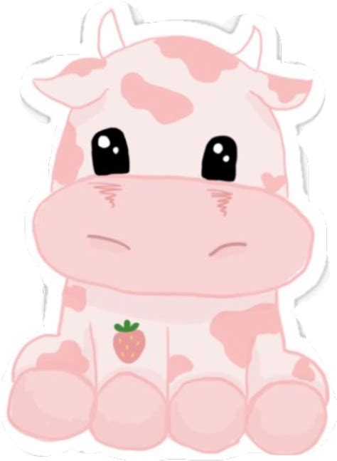 Discover trending #cute stickers | Cute baby cow, Cow drawing, Pink cow png image