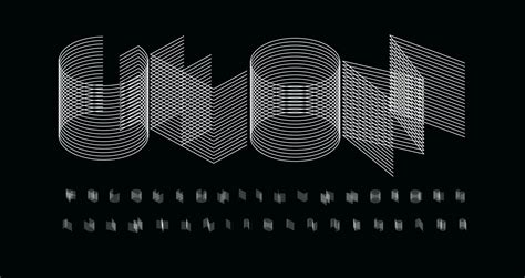 3d Futurism Alphabet Thin Line Geometric Font Minimalist Type For