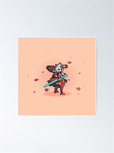 Kaedehara Kazuha Genshin Impact Pixel Art Poster By Ekasetyanugraha