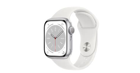apple watch series 8 gps boîtier en aluminium argent de 41 mm bracelet sport blanc regular