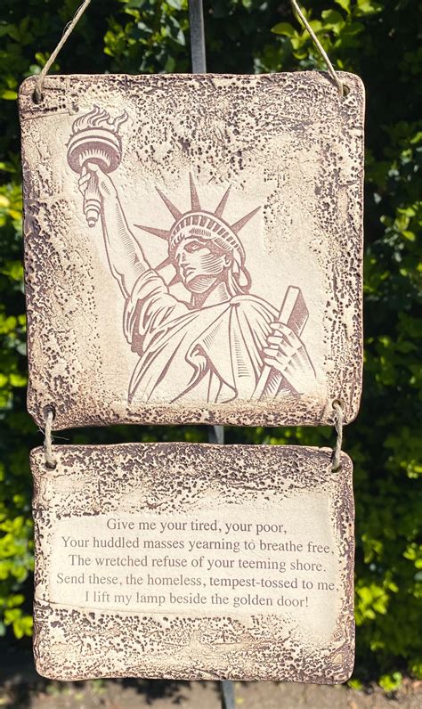 Statue Of Liberty Quote Ceramic Plaque Sepia Toned Etsy