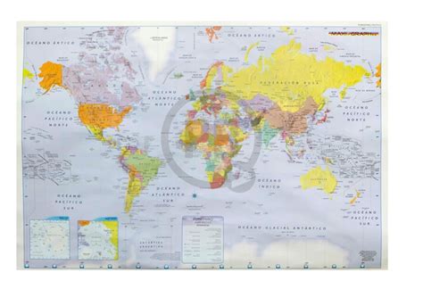 Mapa Mural Laminado Doble Planisferio En Papelera Bariloche