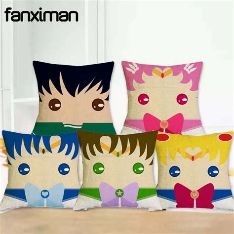 Fanximan Linen Cushion Cover Hot Anime Sailor Moon Figures Pillow Covers Home Decoration Throw
