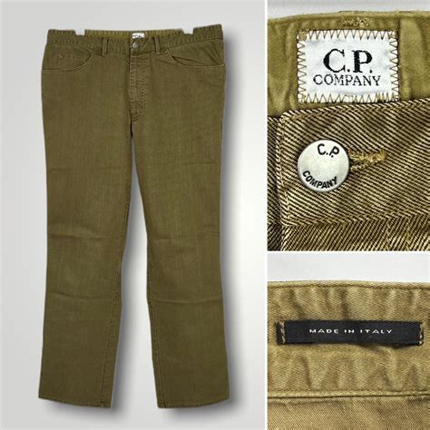 Cp Company Mens Khaki And Green Jeans Depop