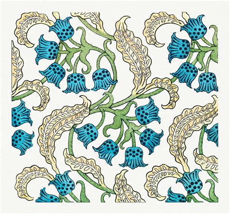 Art Nouveau Lily Of The Valley Flower Pattern Design Resource Premium