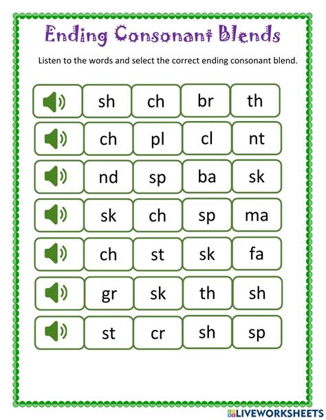 Ending Consonant Blend Online Worksheet For Grade 1 You Can Do The