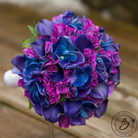 Purple And Blue Hydrangea And Galaxy Orchid Bouquet The Bridal Flower