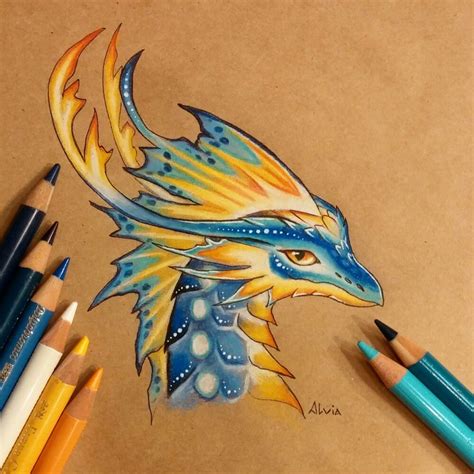 Tropical Dragon Color Pencil Drawing By Alvia Alcedo 14