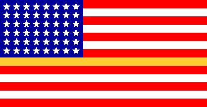 There is a red stripe on top, a white stripe in the middle and a black stripe on the bottom. 48 Star Flags with Gold Stars or Stripes (U.S.)