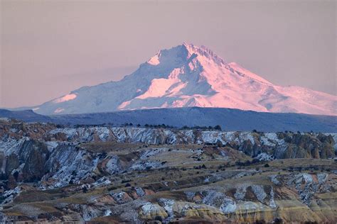 Snow Covered Mount Erciyes Highest Mountain In Central Anatolia Turkey