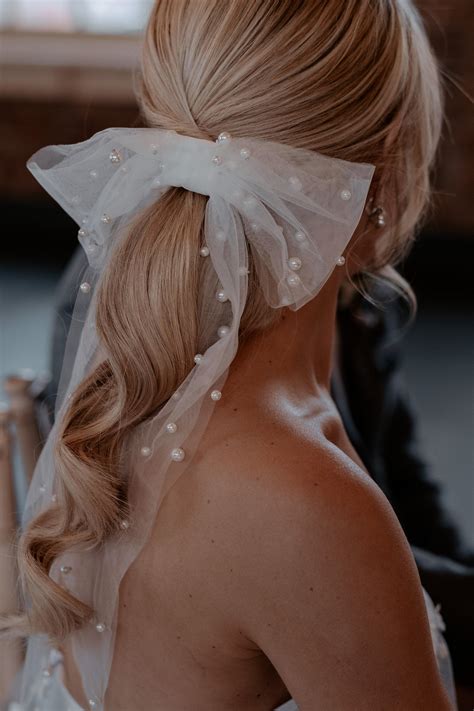 Bridal Bow Hair Bow For Wedding Day Veil Alternative Etsy