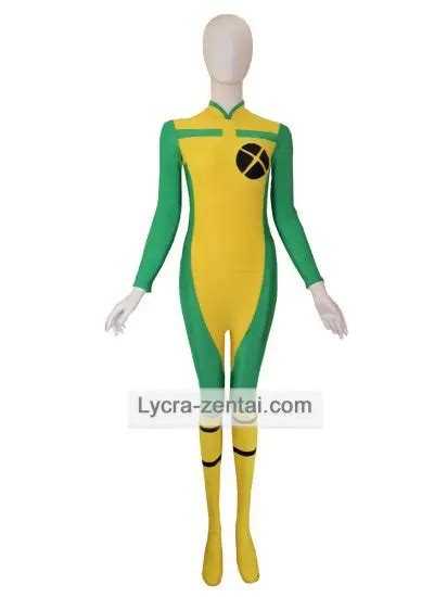Yellow And Green X Men Rogue Costume Spandex Female Adult Halloween