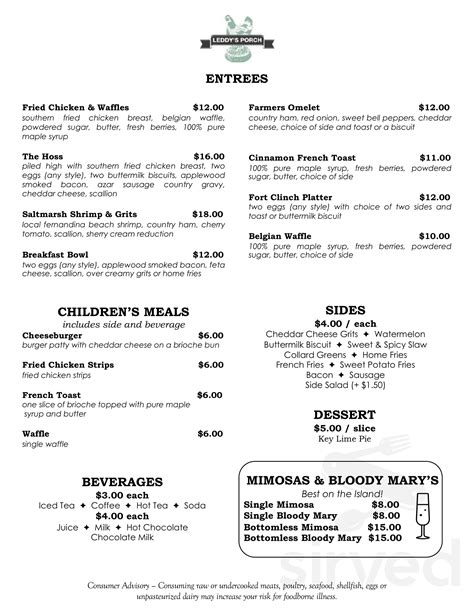Mermaid Bar - Florida House Inn menu in Fernandina Beach, Florida, USA