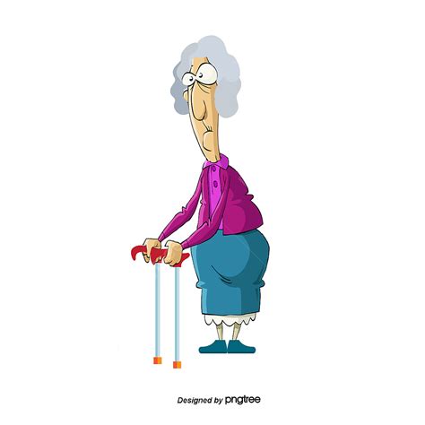 Old Woman Walking Cartoon