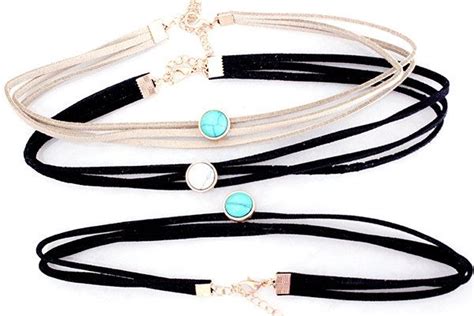 New Turquoise Choker Leather Straps Choker Necklace By