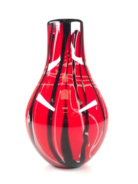 Lot Abstract Art Glass Multicolor Teardrop Vase