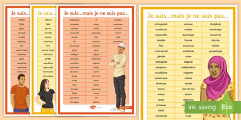 100 Adjectives Display Poster French Teacher Made