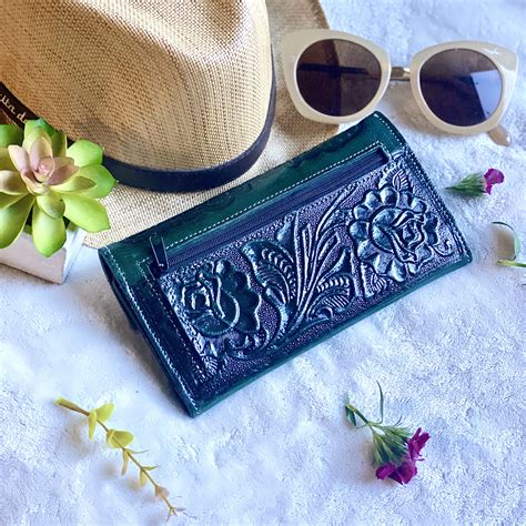 Tooled Roses Wallet For Woman Woman Wallet Leather Handmade Woman