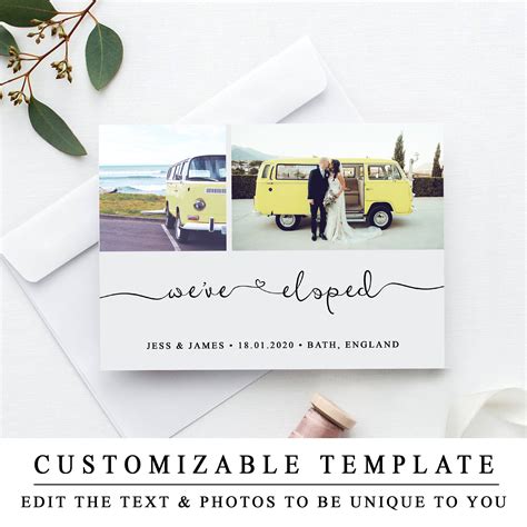281 likes · 3 talking about this. We've Eloped Photo Card Template 5x7 DIY Wedding cards | Etsy