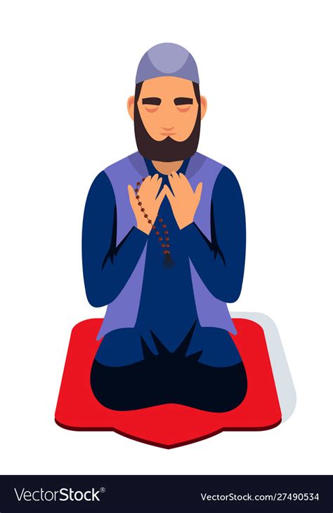 Praying Muslim Man Royalty Free Vector Image Vectorstock