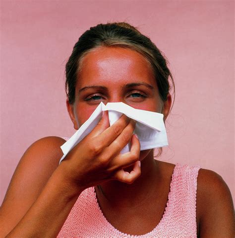 Woman Blowing Nose Photograph By Alex Bartelscience Photo Library Fine Art America