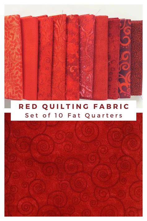 Red Quilting Fabric Bundle Set Of 10 Fat Quarters For Sale On Etsy